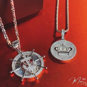 DN19 - Dây chuyền nam & mặt khiên tròn bánh lái/vương miện