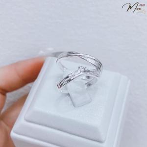 ĐN34 - Nhẫn đôi vặn thừng đá cách điệu