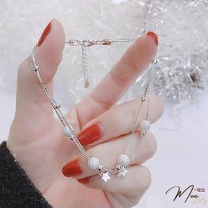 LC11 - Lắc chân kép bi bạc sao nhỏ (bi tròn trắng)