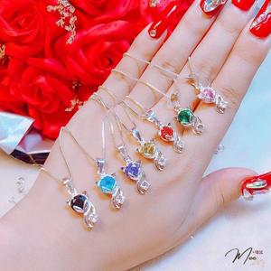 D49 - Dây chuyền hồ ly pha lê đá màu