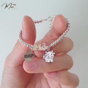 B1 - Lắc tay bi khắc tên charm con giáp