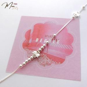 LC6 - Lắc chân cỏ 4 lá bi bạc (3 lá)