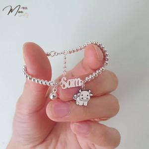 B1 - Lắc tay bi khắc tên charm con giáp