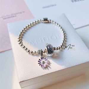 LT186 - Vòng pandora hoa cúc tím
