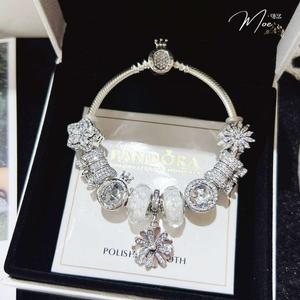 LT191 - Vòng Pandora trắng thạch anh hoa cúc