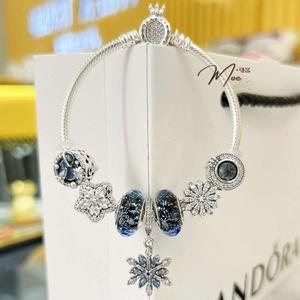 LT192 - Vòng pandora xanh lục lam bông tuyết