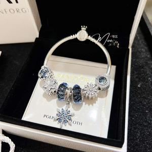 LT192 - Vòng pandora xanh lục lam bông tuyết