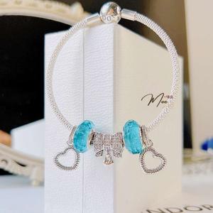 LT188 - Vòng pandora nơ xanh điệu đà