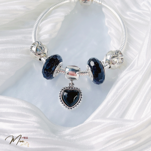 LT197 - Vòng pandora trái tim đen huyền bí