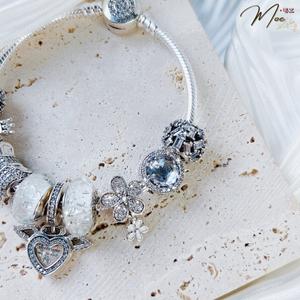 LT201 - Vòng pandora trắng trái tim ngọt ngào