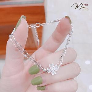 LT61 - Lắc tay cỏ 4 lá dây kép