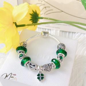 LT205 - Vòng Pandora xanh cỏ 4 lá may mắn