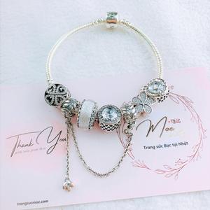 LT128 - Vòng pandora trắng cỏ 4 lá may mắn