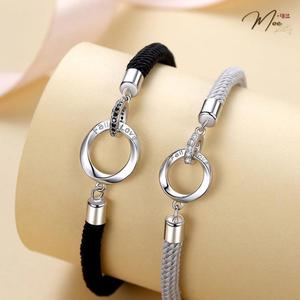 ĐT24 - Lắc tay đôi circle lồng đen trắng tình nhân