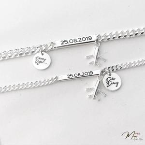 ĐT26 - Lắc tay đôi họng xích charm máy bay khắc tên