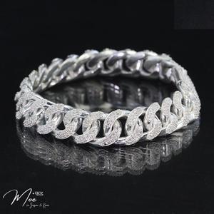 MT10 - Lắc tay nam Cuban dáng tròn kim cương (9c)