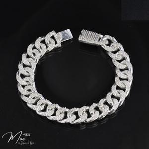 MT10 - Lắc tay nam Cuban dáng tròn kim cương (9c)