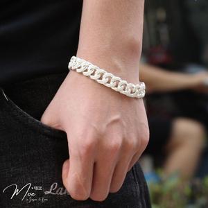 MT10 - Lắc tay nam Cuban dáng tròn kim cương (9c)