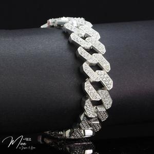 MT9 - Lắc tay nam Cuban dáng vuông kim cương (9c)