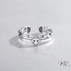 N129 - Nhẫn mặt cười họng xích sơn đen