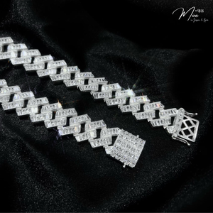 MT12 - Lắc tay nam Cuban kim cương Baguette