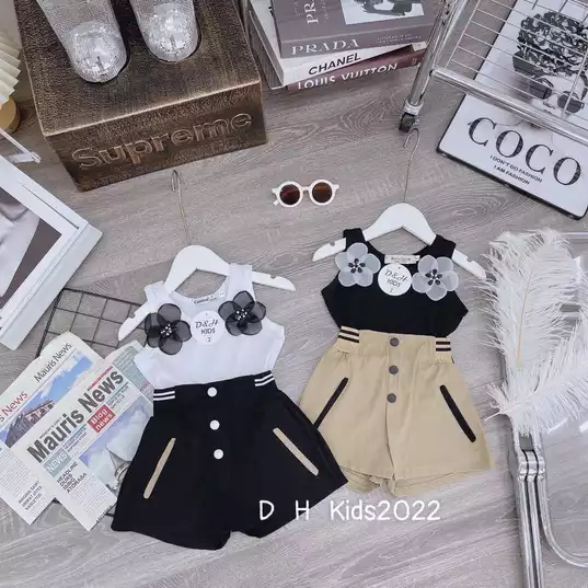 Product image - 610- BỘ BA LỖ BÉ GÁI 2 BÔNG HOA