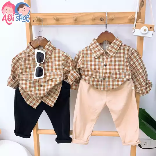 Product image - 201- BỘ SƠ MI SỌC DÀI 2 TÚI GIẢ