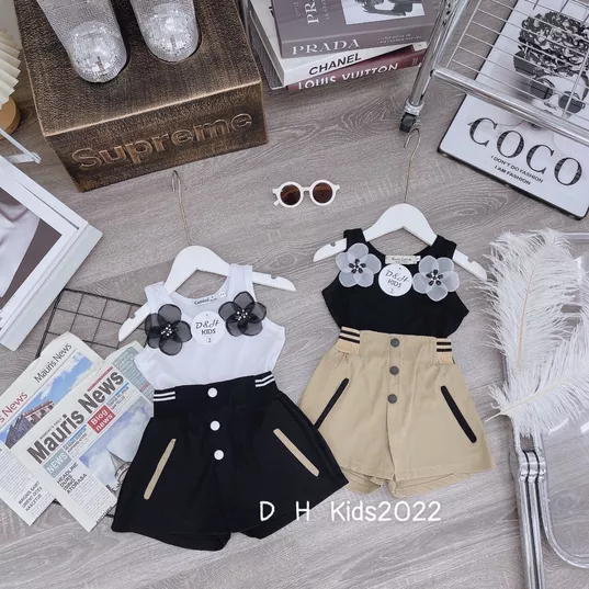 Product image - 610- BỘ BA LỖ BÉ GÁI 2 BÔNG HOA