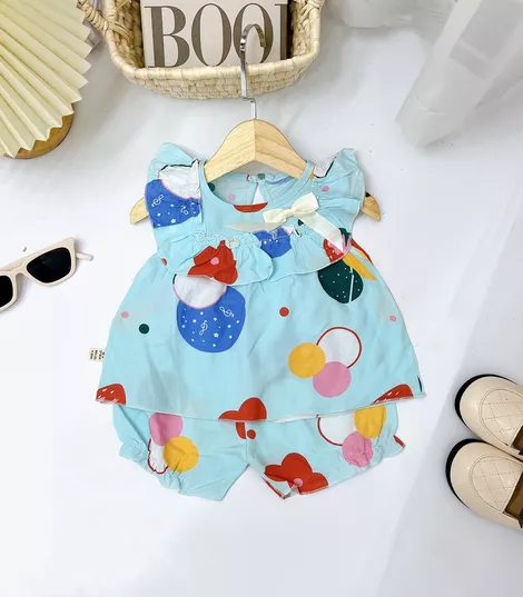 Product image - 644- BỘ BÉ GÁI CỔ TRÒN CÓ NƠ