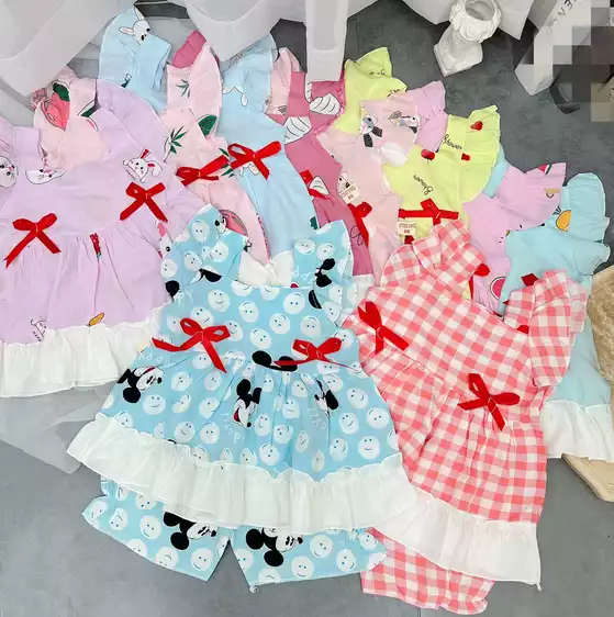 Product image - 643- BỘ BÉ GÁI CÓ VIỀN Ở CHÂN ÁO