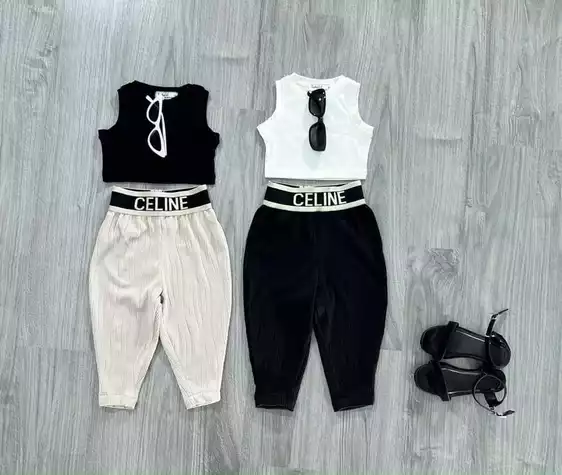 Product image - 653- BỘ BA LỖ QUẦN DÀI ÁO TRẮNG ĐEN