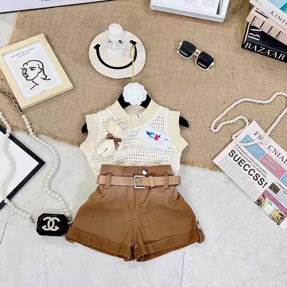 Product image - 608- SÉT ÁO LEN LỖ KÈM THẮT LƯNG