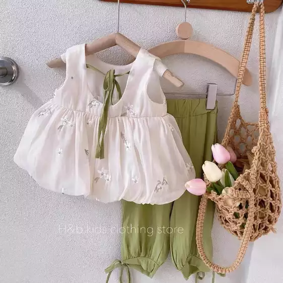 Product image - BỘ BA LỖ THÊU HOA TRẮNG