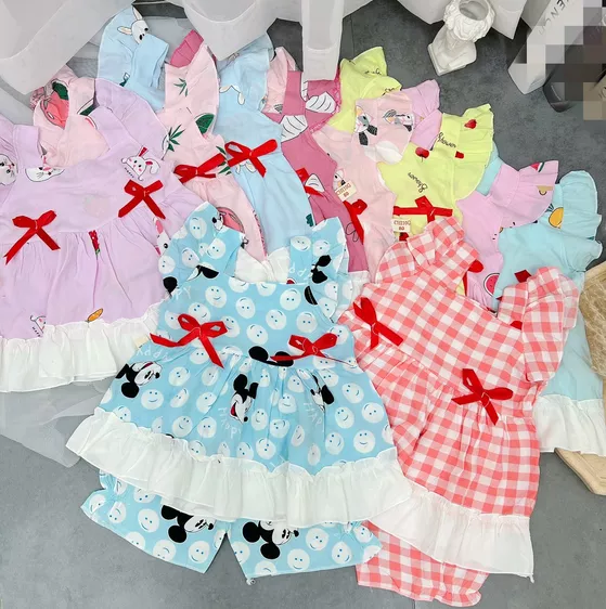 Product image - 643- BỘ BÉ GÁI CÓ VIỀN Ở CHÂN ÁO