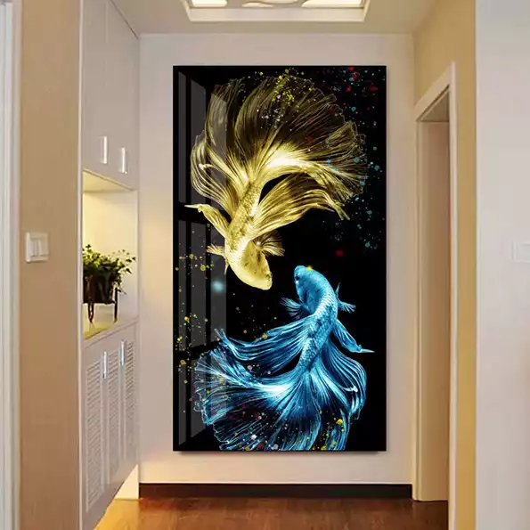 Product image - ปลากัดคู่ (ทอง ฟ้า) เพรชพิเศษ