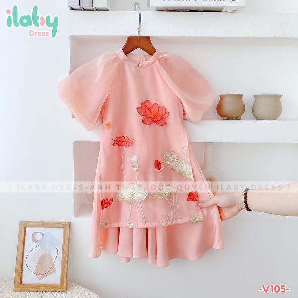 Áo dài thêu hoa sen