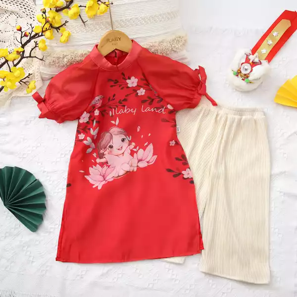 Áo dài đỏ Ilaby land