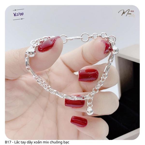 B17 - Lắc tay dây xoắn mix chuông bạc