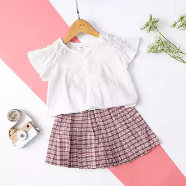 Áo sơ mi cổ tròn nhún vai