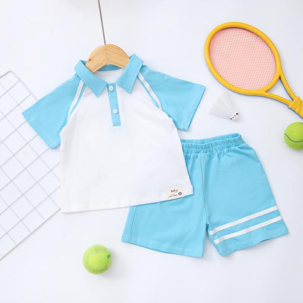 Set áo polo tay raglan phối dây dệt