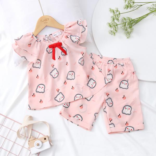 Set Pyjama cộc tay raglan 2 tầng