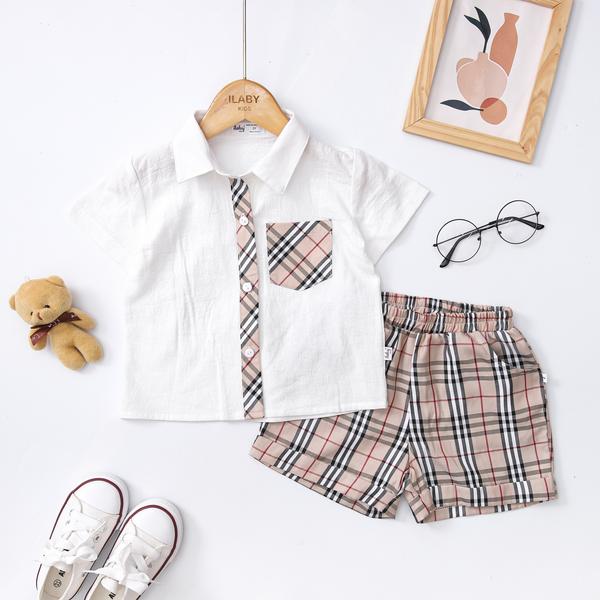 Set áo sơ mi phối kẻ