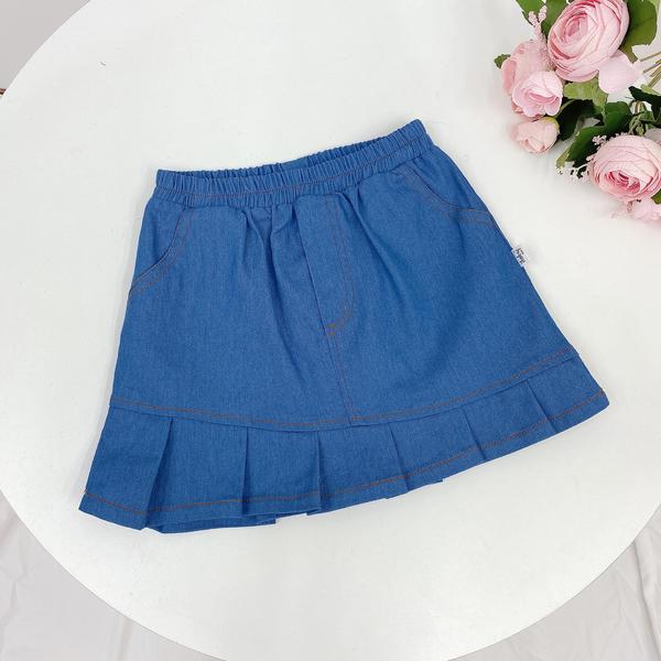 Chân váy bò xếp ly lệch