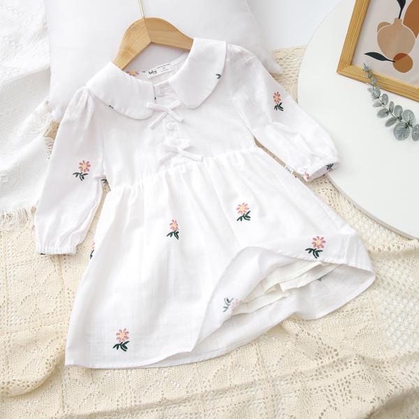 Váy in hoa phối nẹp nơ