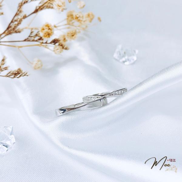 ĐN51 - Nhẫn đôi vô cực vĩnh cửu đá chéo freesize