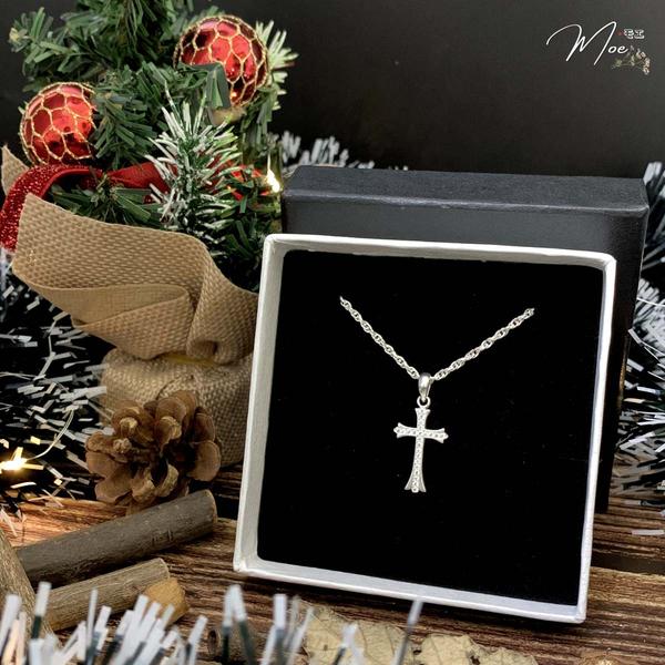 D169 - Dây chuyền thánh giá thiên sứ dải đá