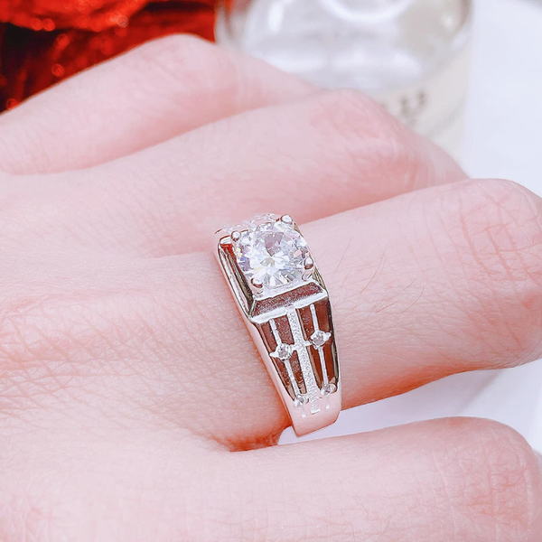 NN36 - Nhẫn nam đá chủ viền sọc cao cấp