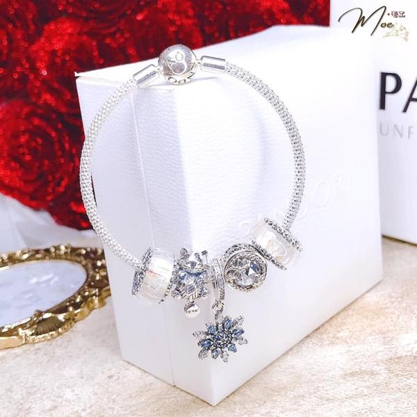 LT130 - Vòng pandora trắng hoa tuyết mèo thần tài