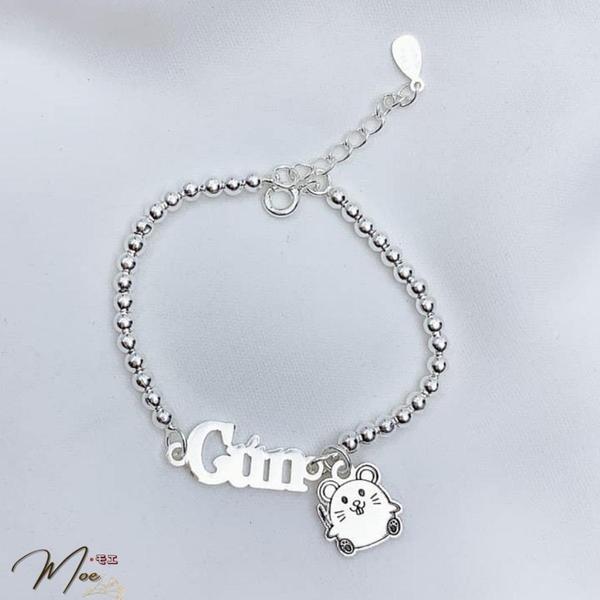 B1 - Lắc tay bi khắc tên charm con giáp