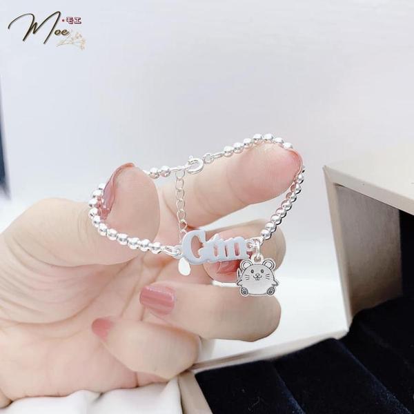 B1 - Lắc tay bi khắc tên charm con giáp